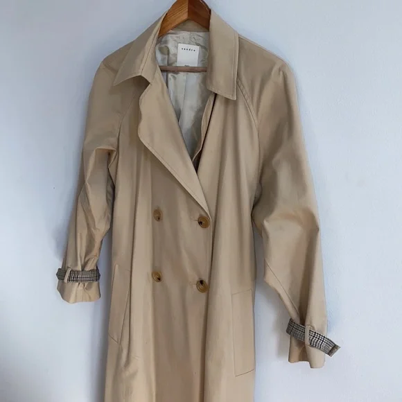 Sandro “Victory” Classic Trench Coat NWT with Plaid Back Detail Medium 40 - Picture 15 of 17